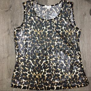 Joan Rivers leopard print sequined tank